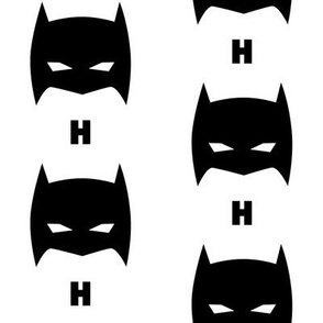 Superhero Bat Mask Initial H Black and White