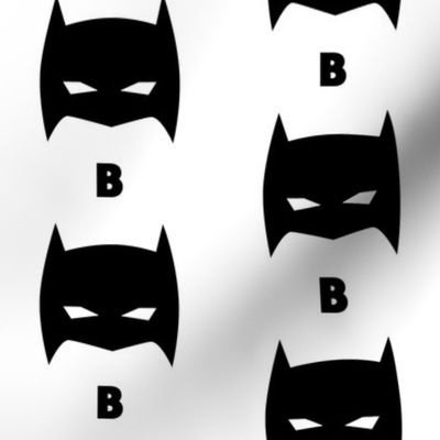 Superhero Bat Mask Initial B Black and White Monochrome