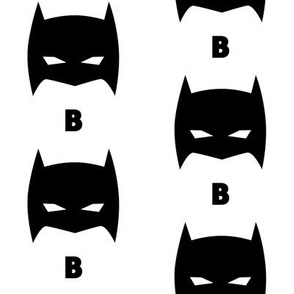 Superhero Bat Mask Initial B Black and White Monochrome