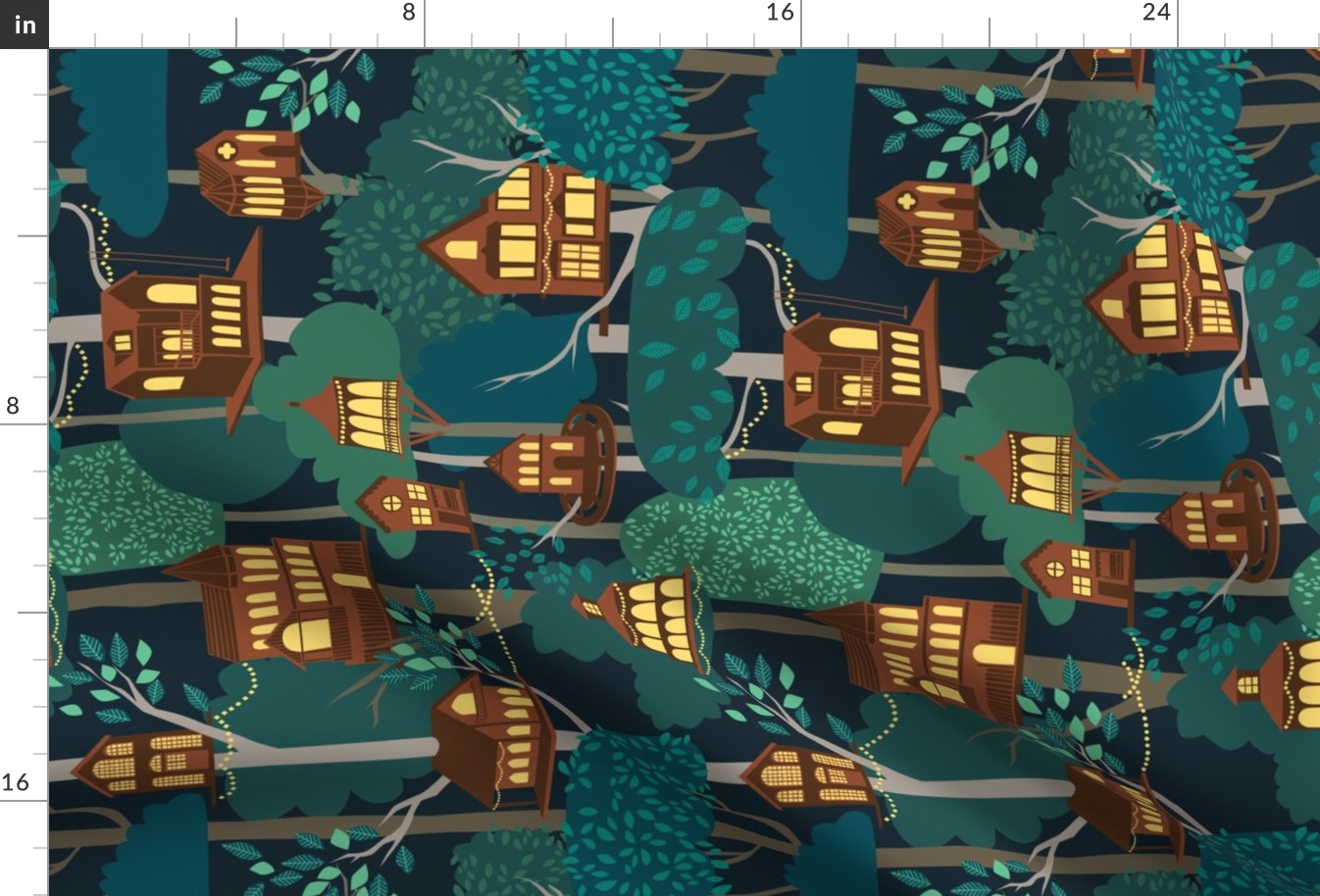 Tree Houses - tea towel