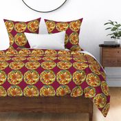 GOLD FLOWER MANDALA BURGUNDY ROSEWOOD