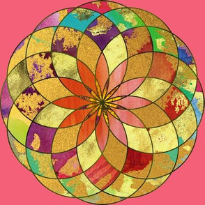 GOLD FLOWER MANDALA PINK