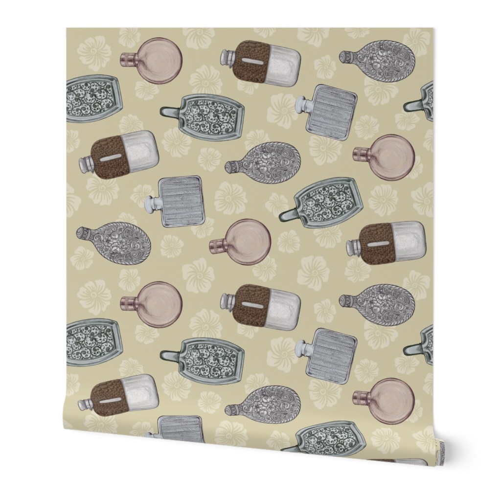 fancy hip flasks floral tea towel