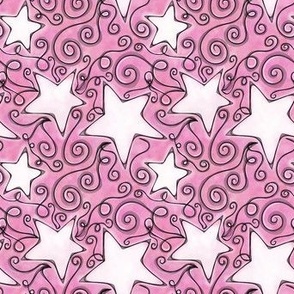 White Stars on Cotton Candy Pink