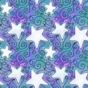 White Stars | Purple Teal White