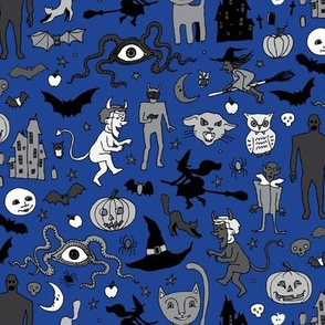 Retro Halloween - blue and grey