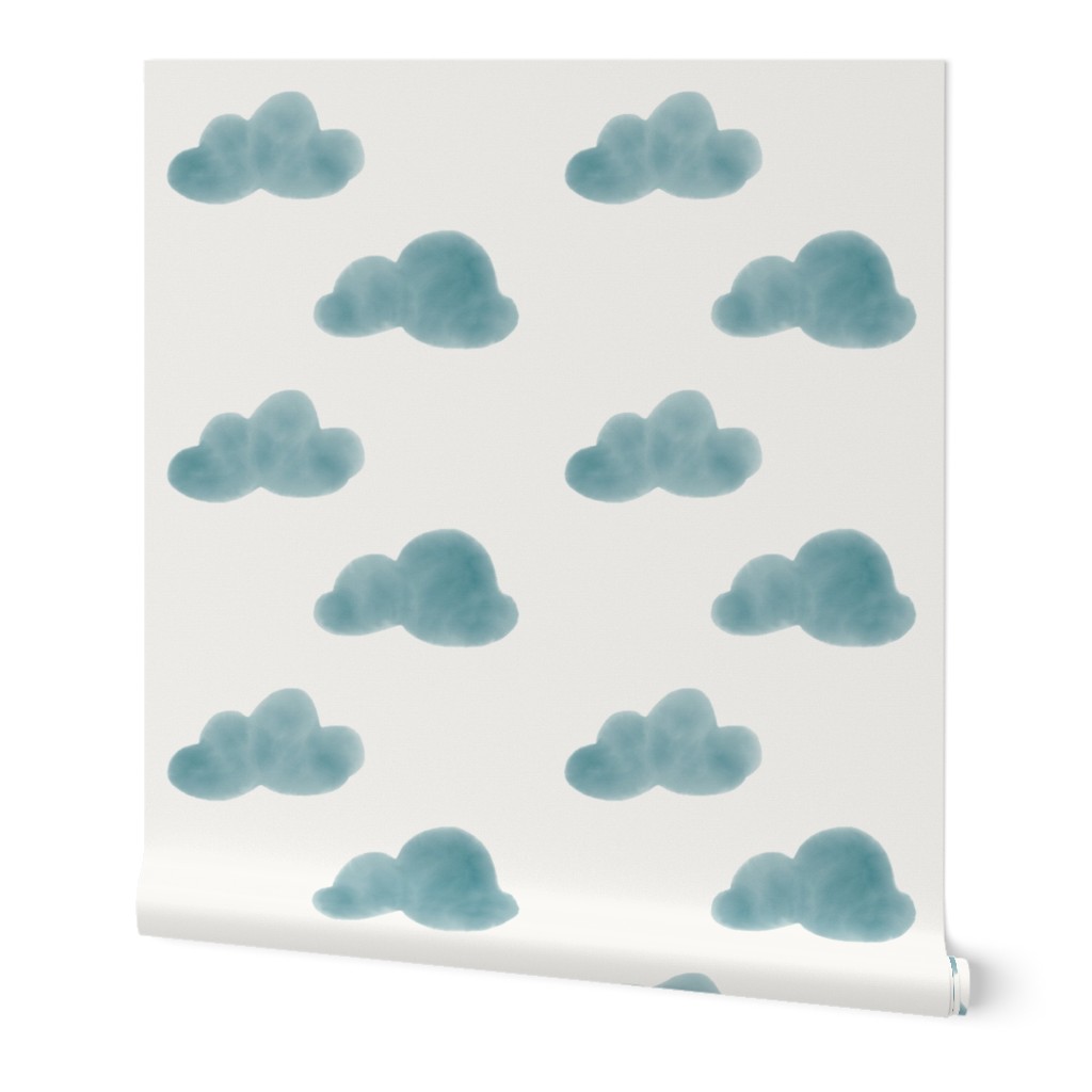 watercolor clouds - indigo blue on white || by sunny afternoon