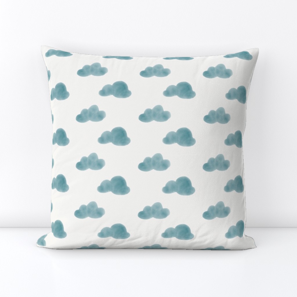 watercolor clouds - indigo blue on white || by sunny afternoon