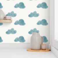 watercolor clouds - indigo blue on white || by sunny afternoon