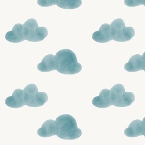 watercolor clouds - indigo blue on white || by sunny afternoon