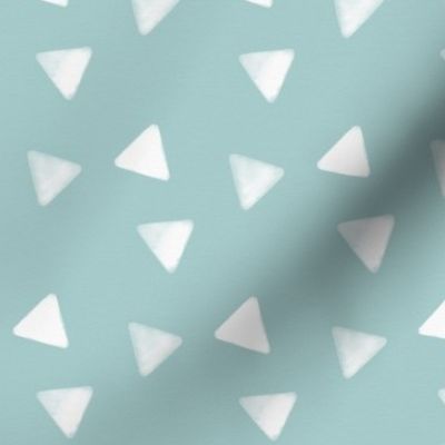 Watercolor triangles - white on seafoam blue || by sunny afternoon