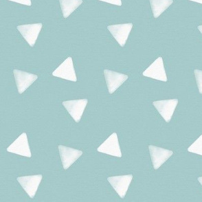 Watercolor triangles - white on seafoam blue || by sunny afternoon