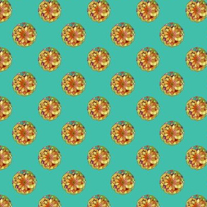 GOLD FLOWER MANDALA Small Dots TURQUOISE