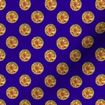 GOLD FLOWER MANDALA Deep Purple Blue Small Dots