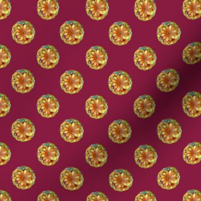 GOLD FLOWER MANDALA BURGUNDY ROSEWOOD Smaill dots