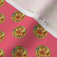 GOLD FLOWER  MANDALA PINK  Small dots