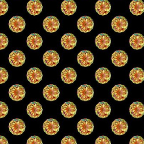 GOLD FLOWER MANDALA BLACK small dots