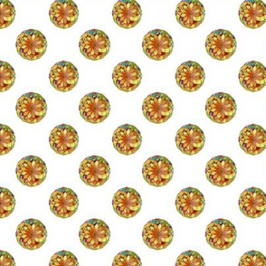 GOLD FLOWER MANDALA WHITE small dots