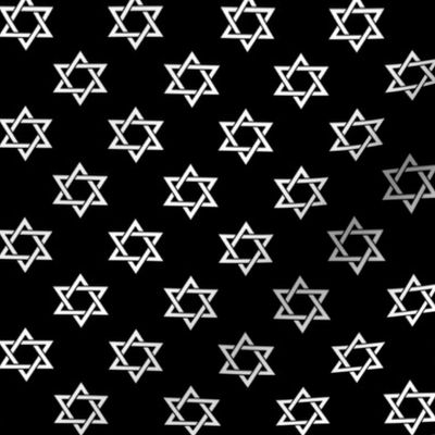 One Inch White Star of David on Black