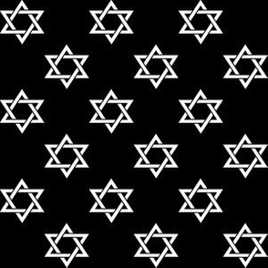 One Inch White Star of David on Black