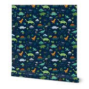 Dinosaur Land - green, navy and rust - very small