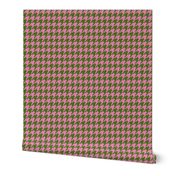 Houndstooth Army Green and Peony Pink