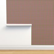 Houndstooth Army Green and Peony Pink