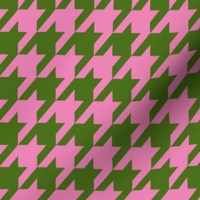 Houndstooth Army Green and Peony Pink