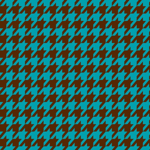 Houndstooth Chocolate Brown and Teal
