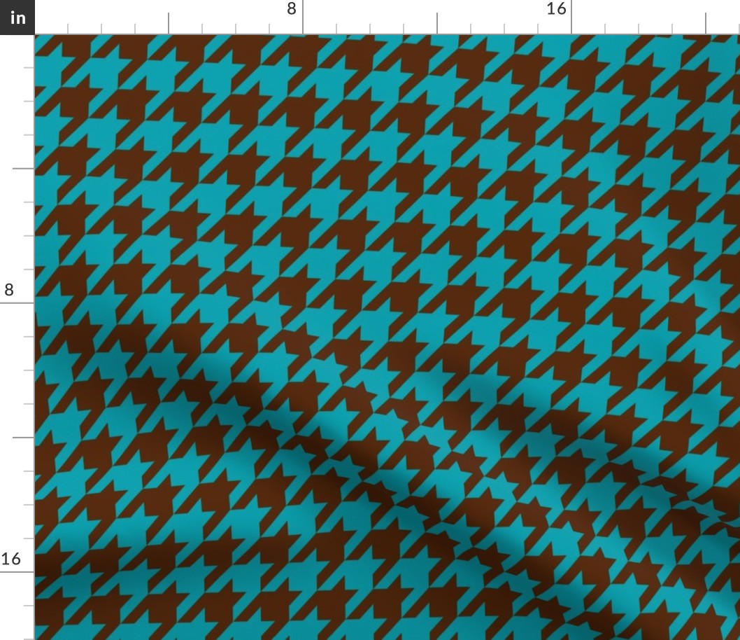 Houndstooth Chocolate Brown and Teal