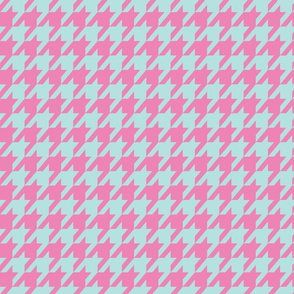 Houndstooth Spring Peony Pink and Pool Blue
