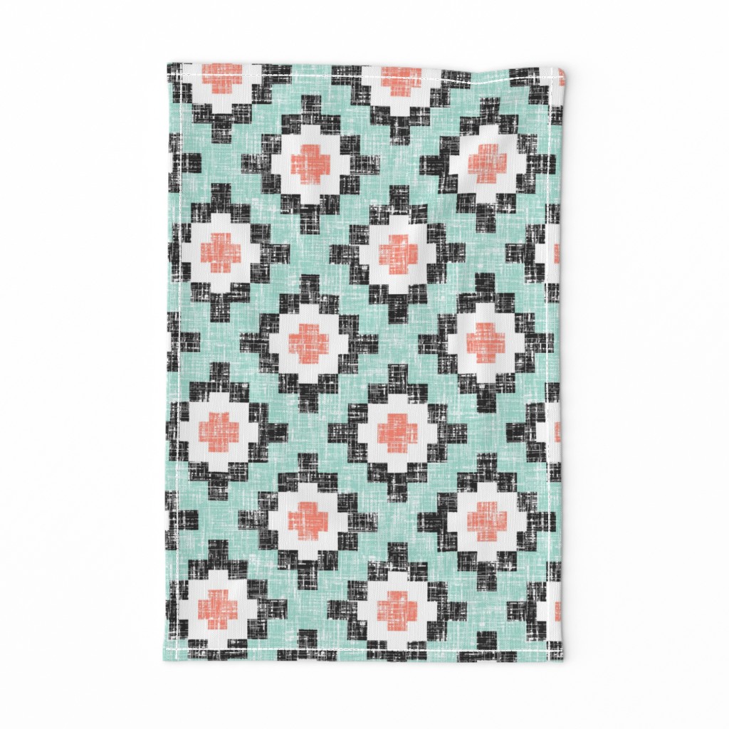 Mint + Coral Woven West by Southwest (limited palette) by Su_G_©SuSchaefer