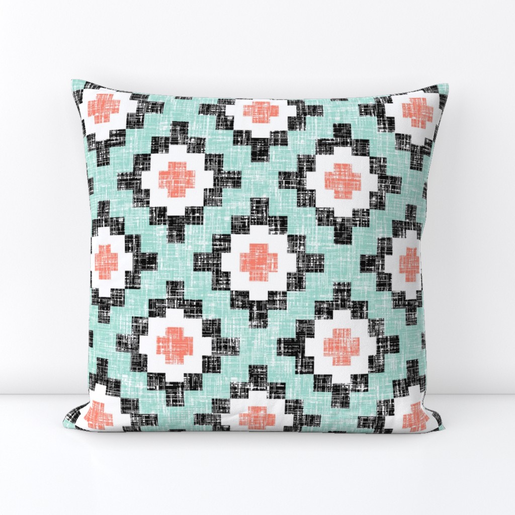 Mint + Coral Woven West by Southwest (limited palette) by Su_G_©SuSchaefer