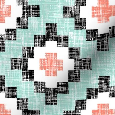 Mint + Coral Woven West by Southwest (limited palette) by Su_G_©SuSchaefer