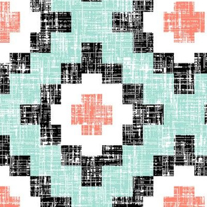 Mint + Coral Woven West by Southwest (limited palette) by Su_G_©SuSchaefer