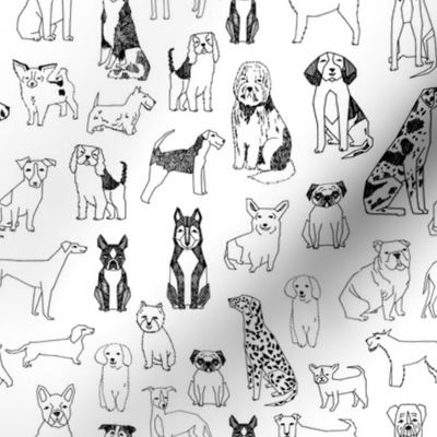 dogs // black and white hand drawn dog illustration cute dogs pet dogs 