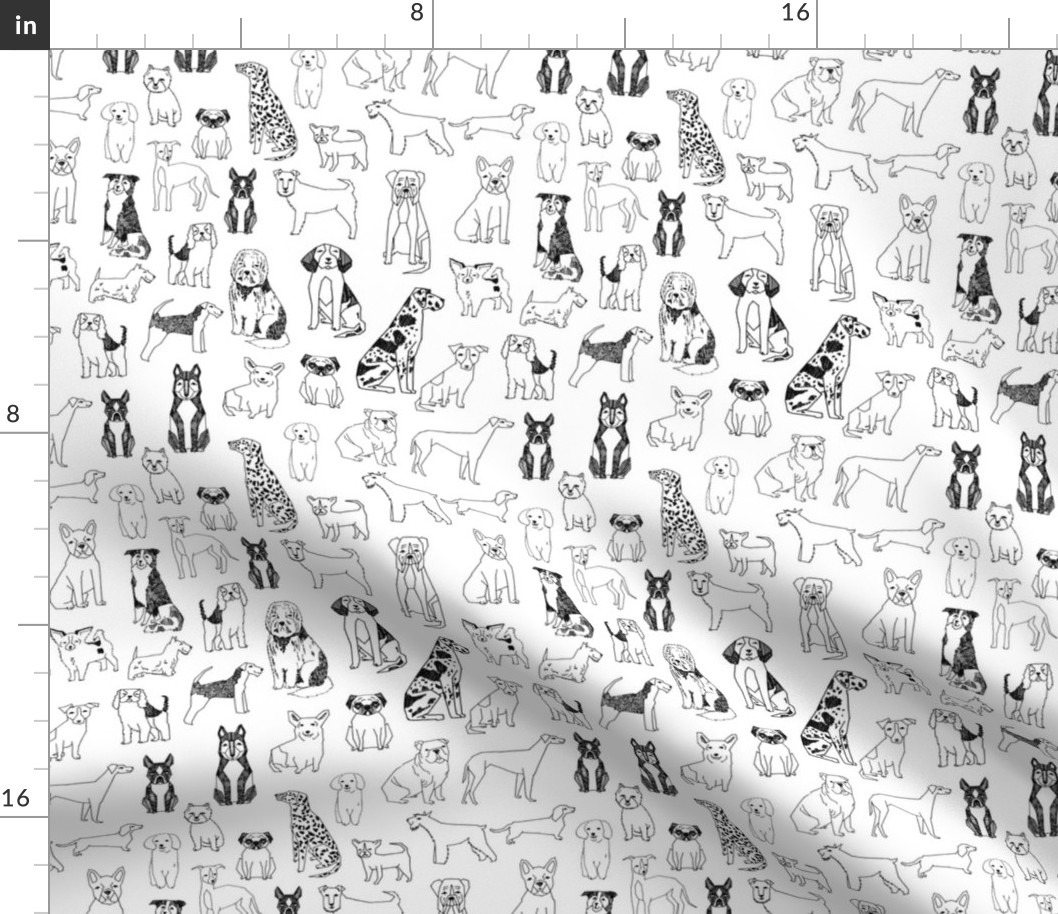 dogs // black and white hand drawn dog illustration cute dogs pet dogs 