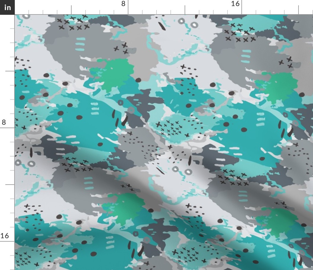 Jessee's Abstract Experiment #001 : Teal & Grey