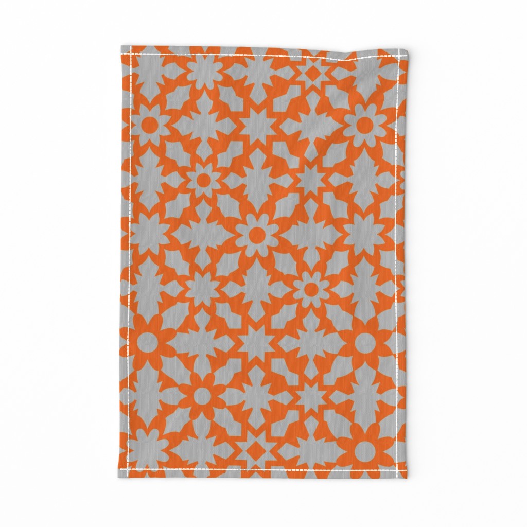 Floral Field - Orange Grey