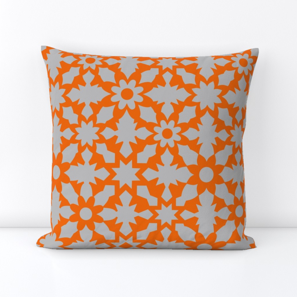 Floral Field - Orange Grey