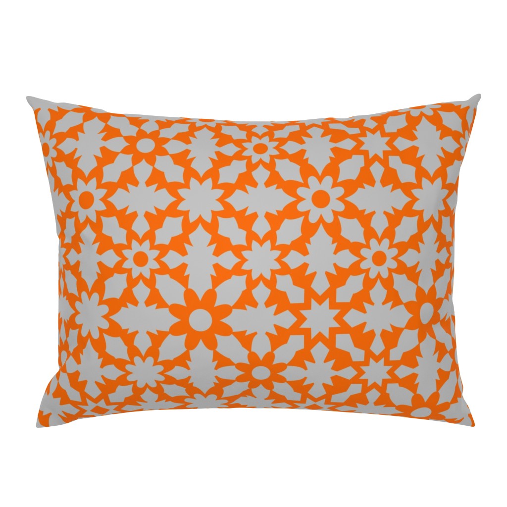 Floral Field - Orange Grey