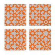 Floral Field - Orange Grey