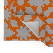 Floral Field - Orange Grey