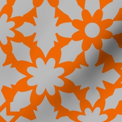 Floral Field - Orange Grey