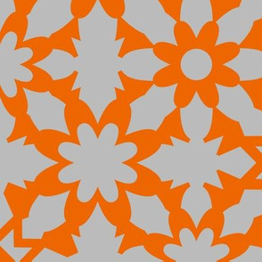 Floral Field - Orange Grey