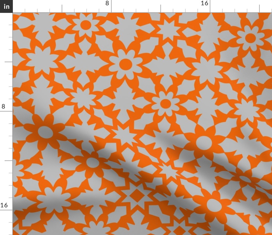 Floral Field - Orange Grey