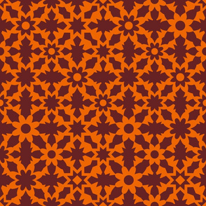 Floral Field - Orange Brown