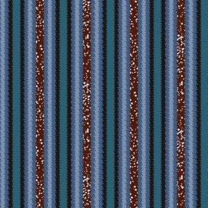 JP3 -  Fizzy Jagged Stripes in  Slate Blue and Rusty Brown