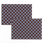 JP3 - Large -  Checkerboard of One Inch Squares in Rusty Brown and Slate Blue Pastel