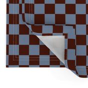 JP3 - Large -  Checkerboard of One Inch Squares in Rusty Brown and Slate Blue Pastel